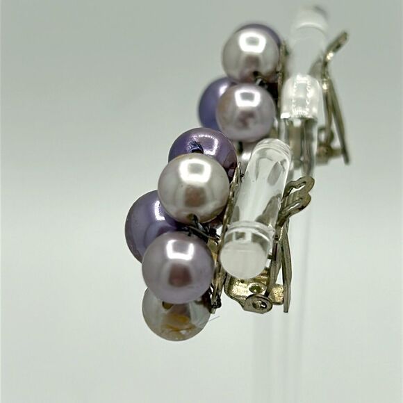 Signed Japan Pearl Cluster Earrings - Picture 3 of 13